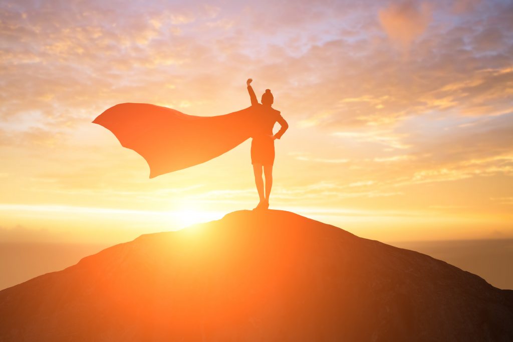 Bilde av super business woman on mountain