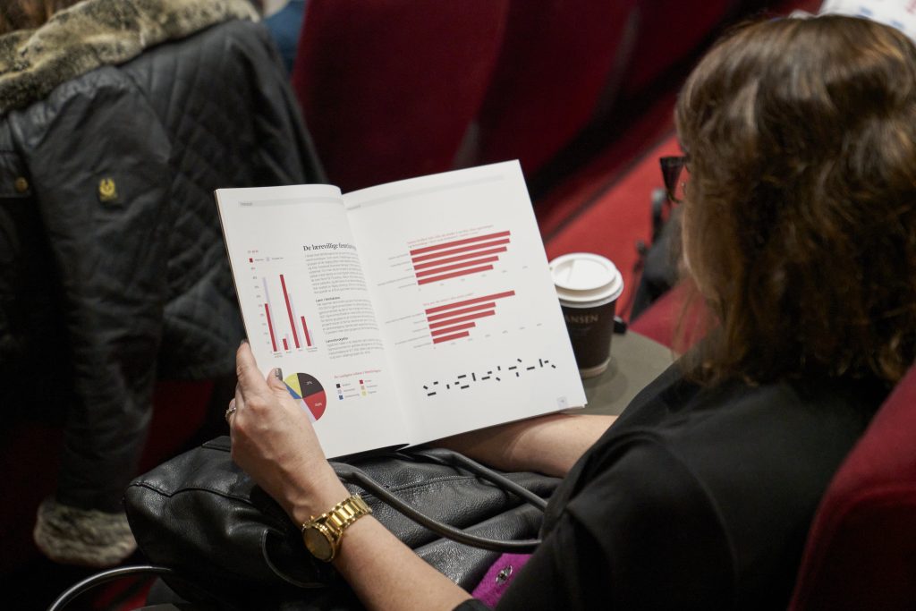 Bilde av en kvinne som leser bransjerapporten 2020