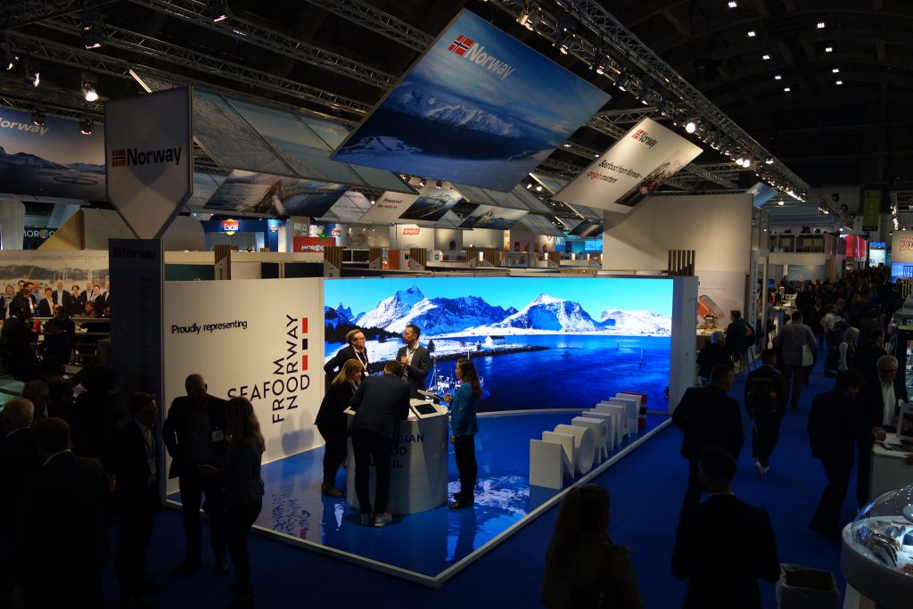 Norges sjømatråd sin stand på en matkonferanse