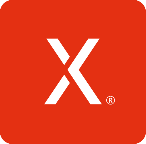 Xplora logo - et hvitt kryss i en rød firkant